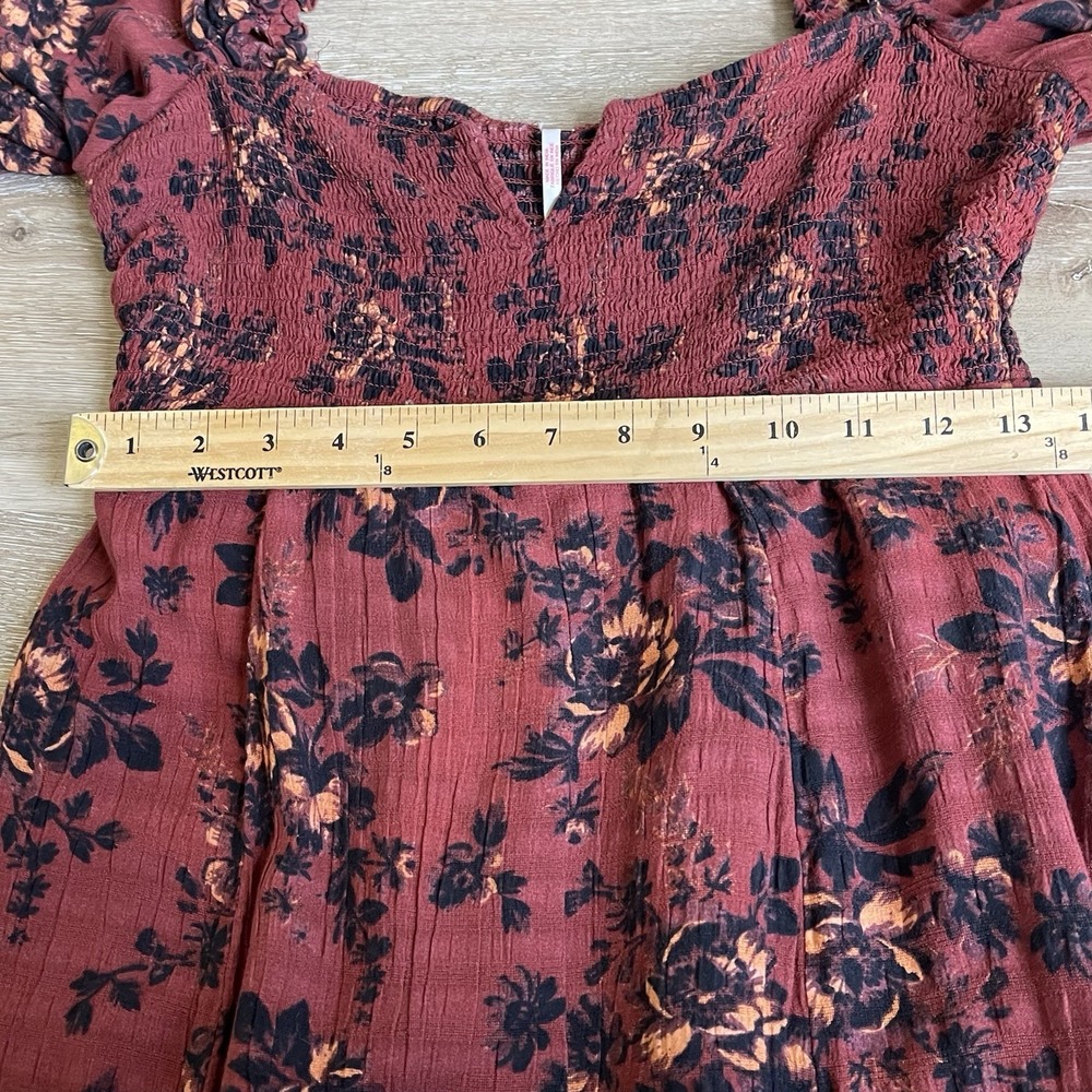 Free People SM Jaymes Midi Dress Smocked Vamp Romance Whimsy Grunge Fairy $168 - Picture 6 of 12